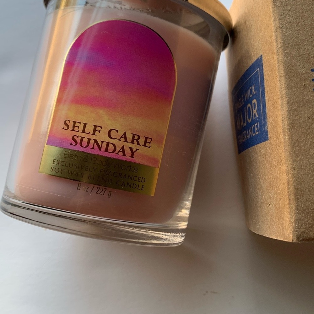 1-Wick Self Care Sunday Candle Lemon Mint Amber Relaxation Spa Shower Calm BBW